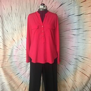 Bright pink silky top